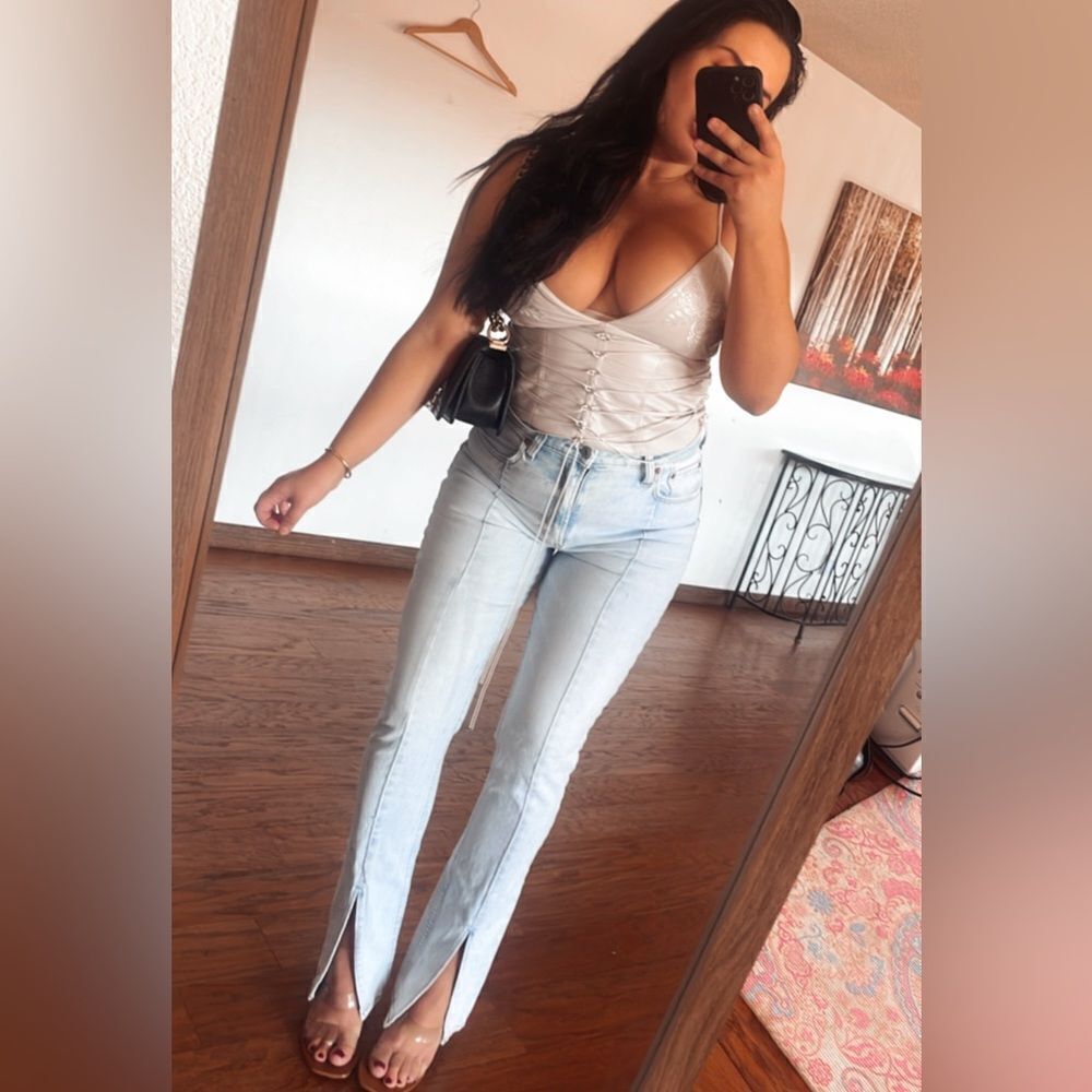 A+F ankle slit jeans